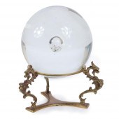 LARGE GLASS ORB CRYSTAL BALL W