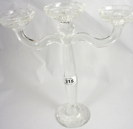 Large Glass Three Arm Candelabra