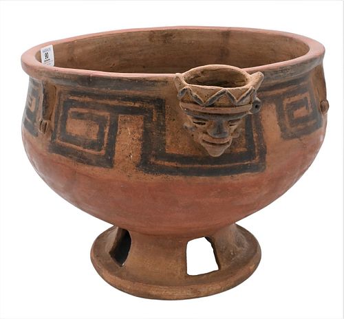 LARGE GLAZED CERAMIC PAINTED