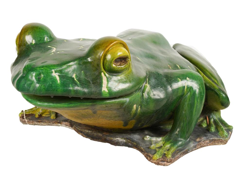 LARGE GLAZED EARTHENWARE FROG