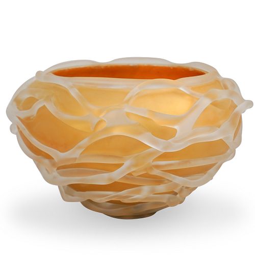 LARGE GOLD LEAF AND CLEAR ART GLASS