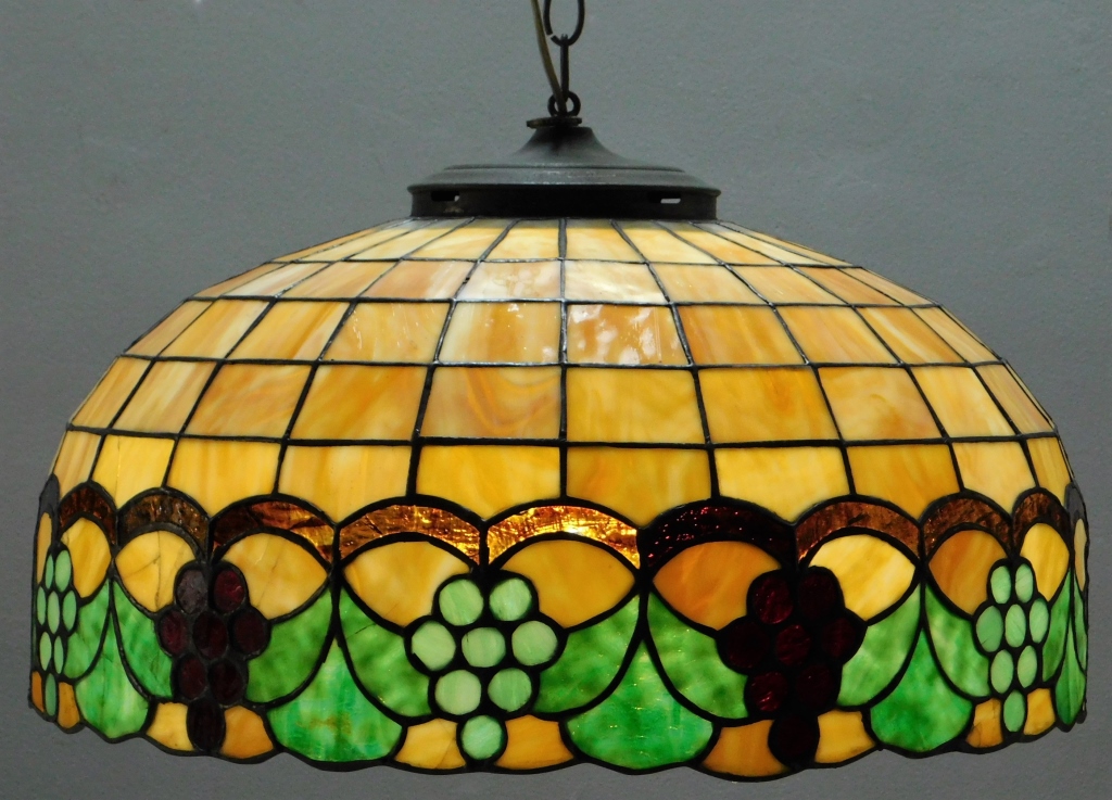 LARGE GRAPE AND LEAF SLAG GLASS