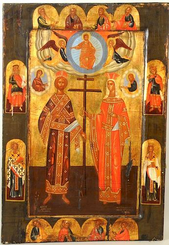 LARGE GREEK ICON OF SAINTS