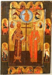 LARGE GREEK ICON OF SAINTS CON