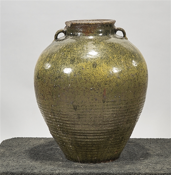 Large green and black glazed