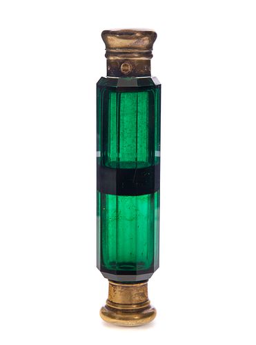 LARGE GREEN ART GLASS DOUBLE
