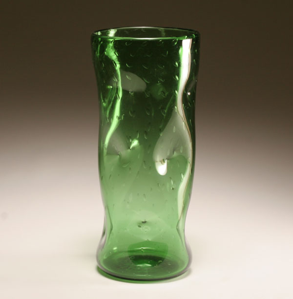 Large green art vase, possibly