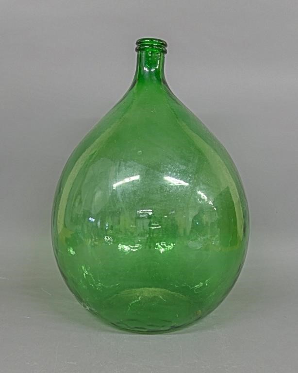 Large green glass demijohn 26"H x