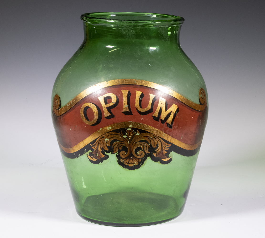 LARGE GREEN GLASS MEDICAL BOTTLE