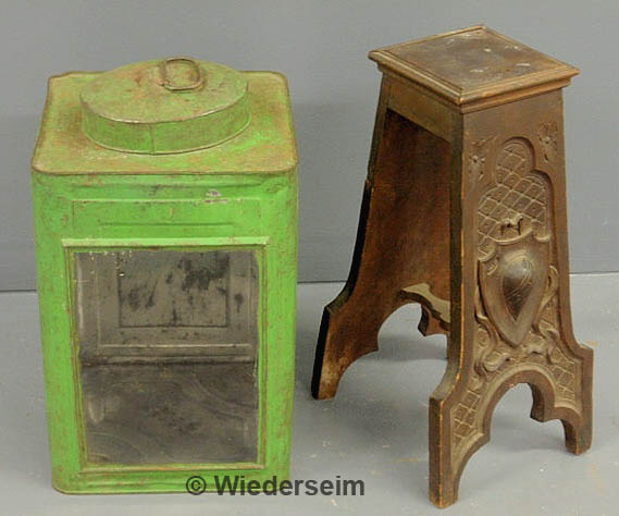 Large green painted tin storage box