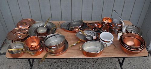 LARGE GROUP COPPER COOKWARE &