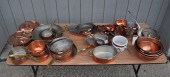 LARGE GROUP COPPER COOKWARE &