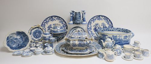 LARGE GROUP OF ENGLISH BLUE & WHITE