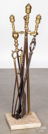LARGE GROUP OF FIREPLACE TOOLS