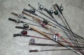 LARGE GROUP OF FISHING POLES.