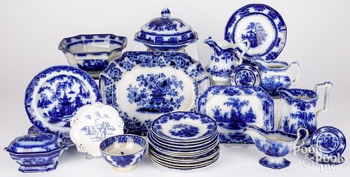 LARGE GROUP OF FLOW BLUE