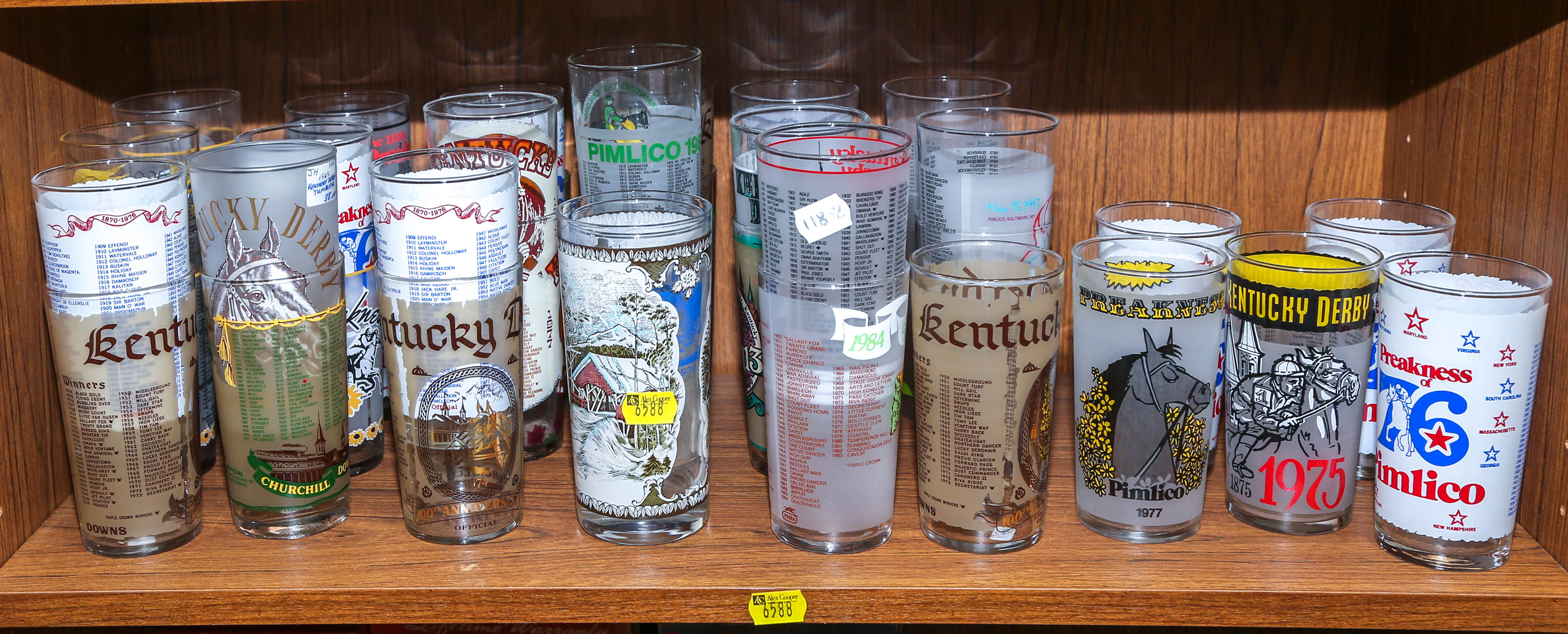 LARGE GROUP OF HORSE RACING GLASSES