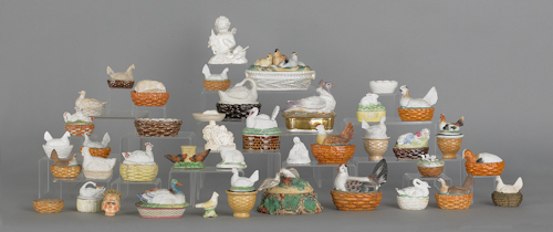 Large group of miniature hen on