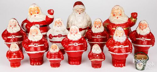 LARGE GROUP OF PAPIER-MâCHé SANTA