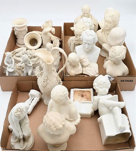 LARGE GROUP OF PARIAN BUSTS AND