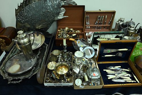 LARGE GROUP OF SILVER PLATE AND