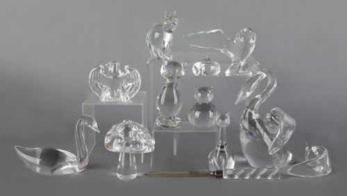 Large group of Steuben figures
