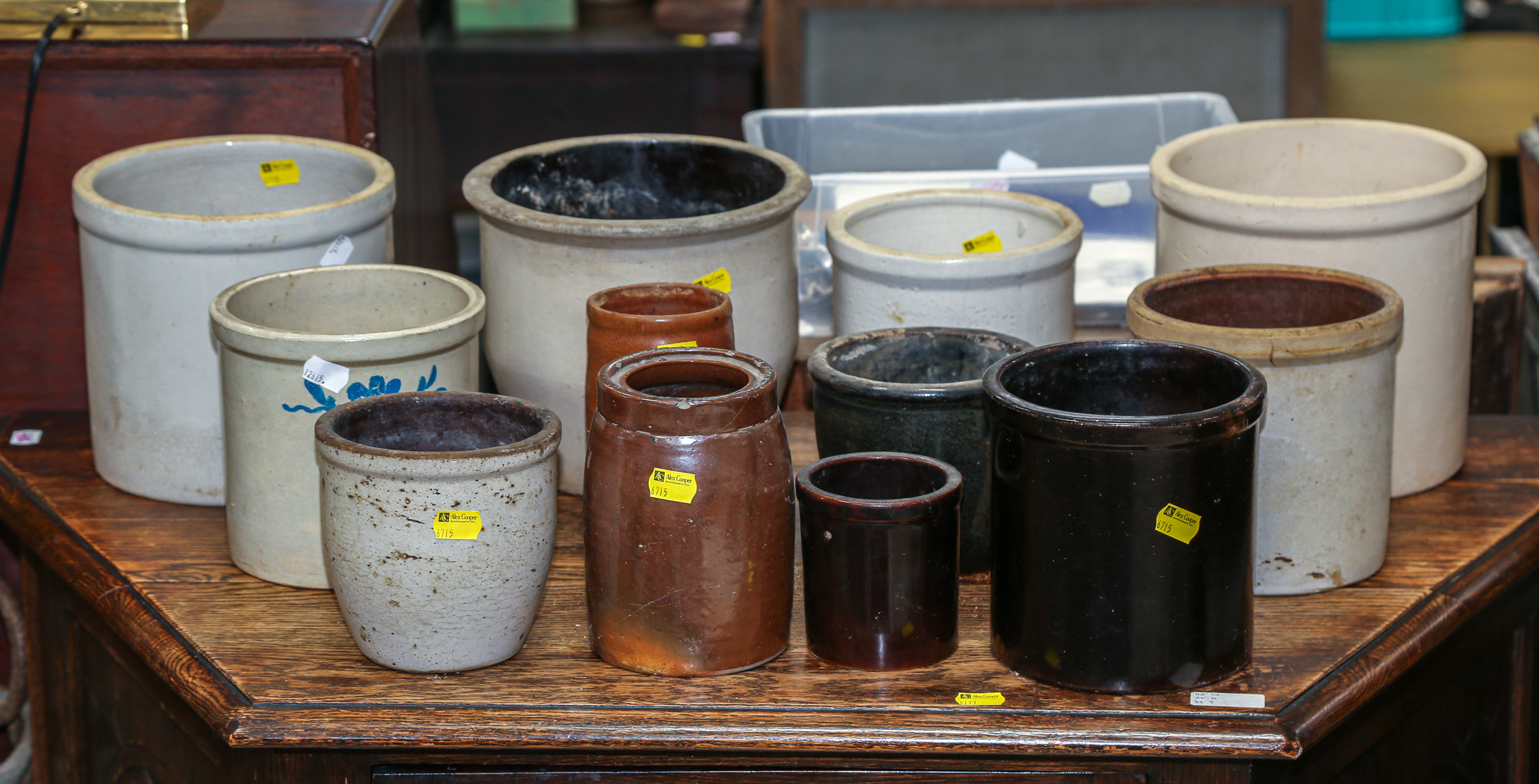 LARGE GROUP OF STONEWARE CROCKS &