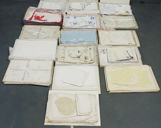 Large group of table linens-