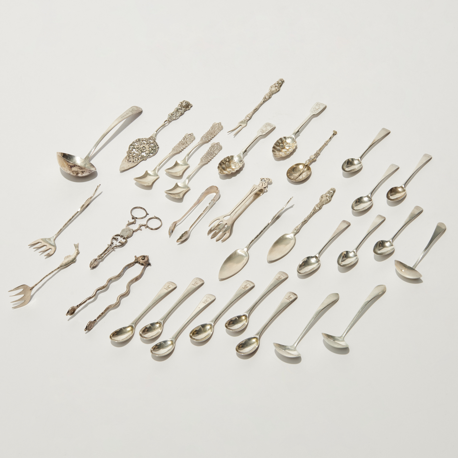 LARGE GROUP SILVER UTENSILS AND
