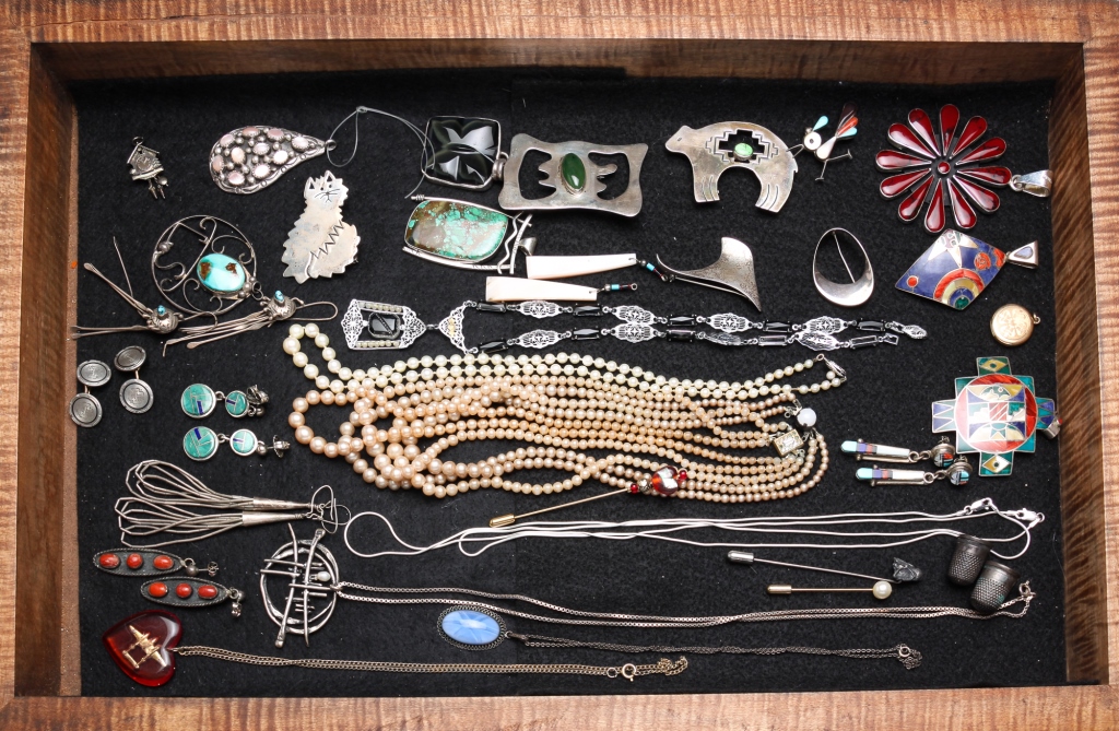 LARGE GROUP VINTAGE STERLING AND
