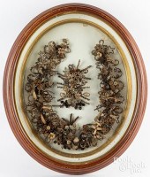LARGE HAIR WREATH, 19TH C.Larg