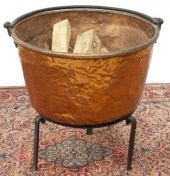 LARGE HAMMERED COPPER CAULDRON