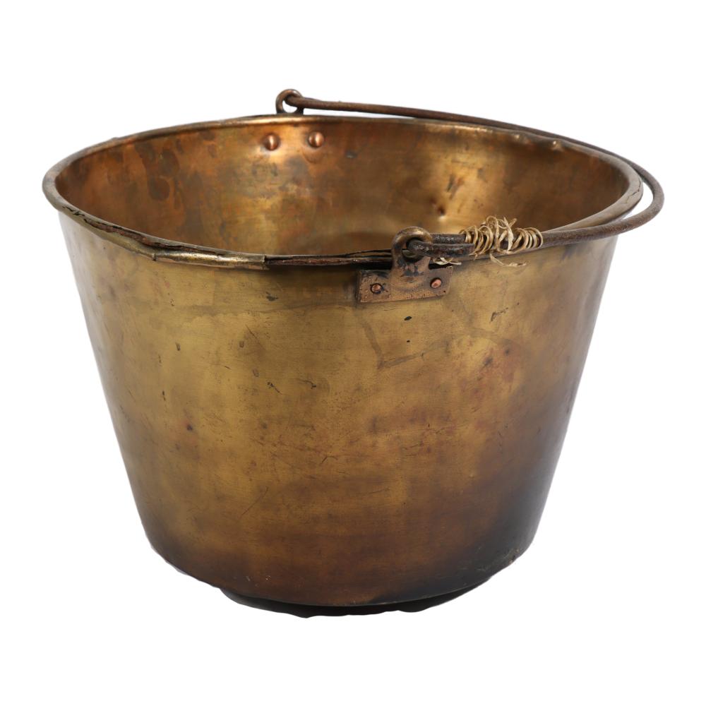 LARGE HAND FORGED COPPER KETTLE. 13