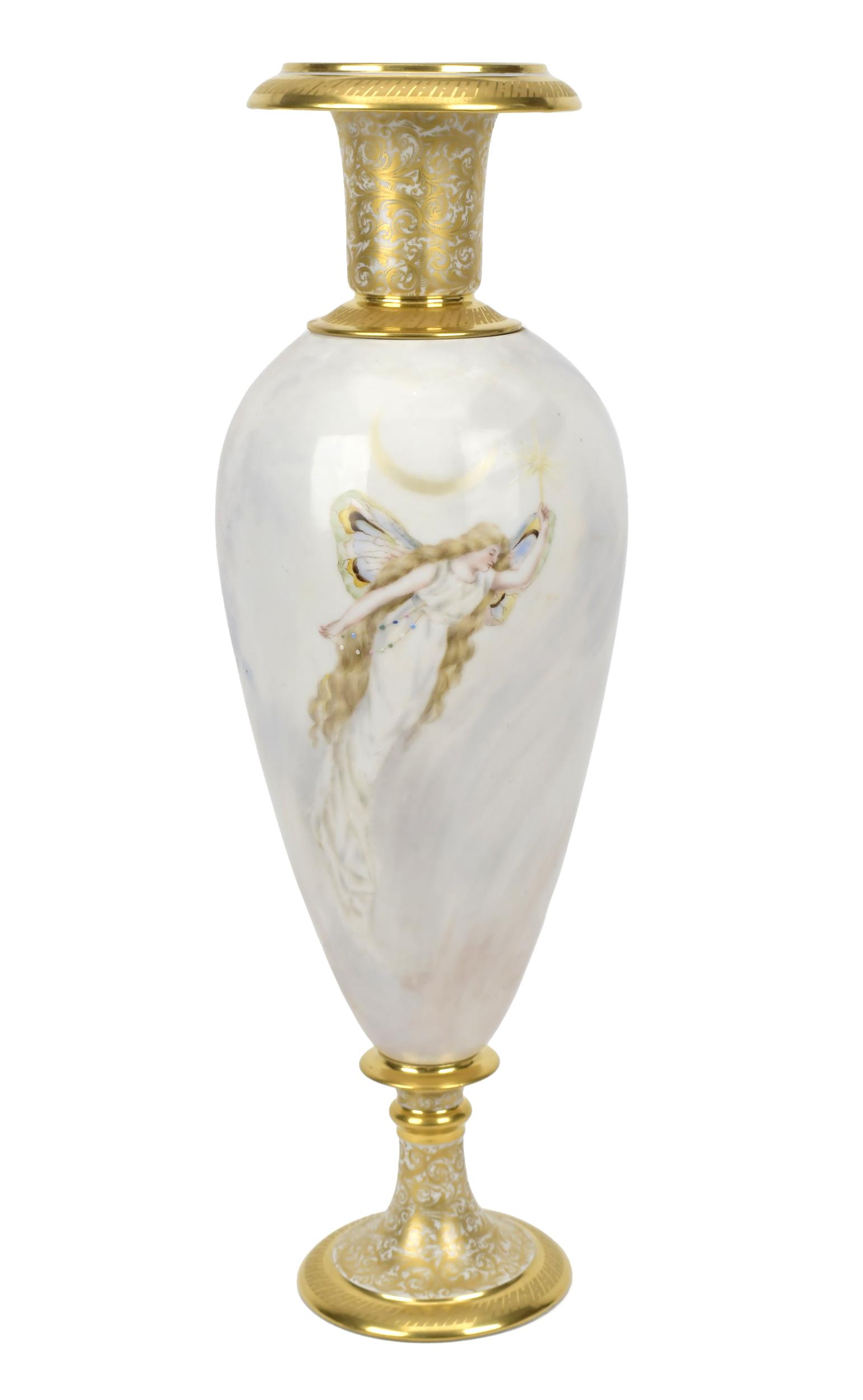 LARGE HAND PAINTED LIMOGES ANGEL
