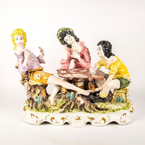 LARGE HAND PAINTED PORCELAIN
