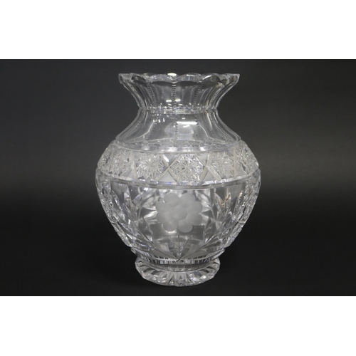 Large heavy cut crystal vase,