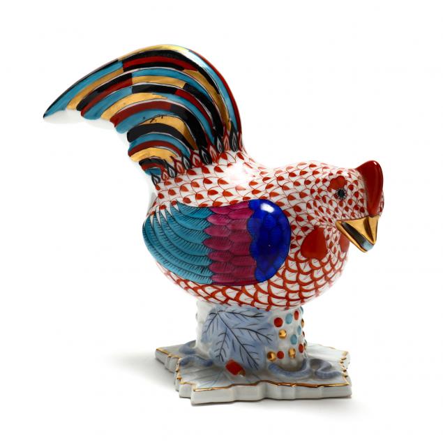 LARGE HEREND PORCELAIN ROOSTER,