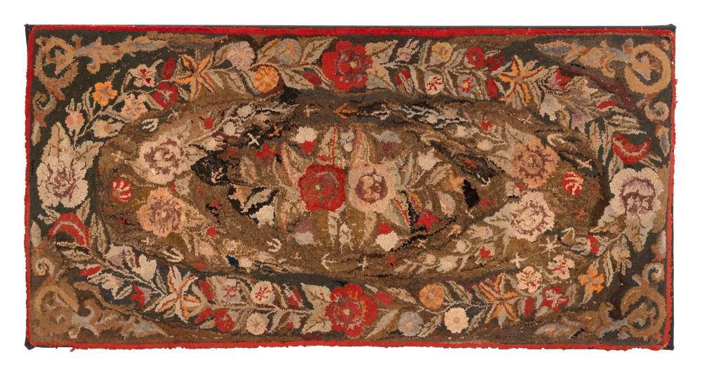 LARGE HOOKED HEARTH RUG EARLY