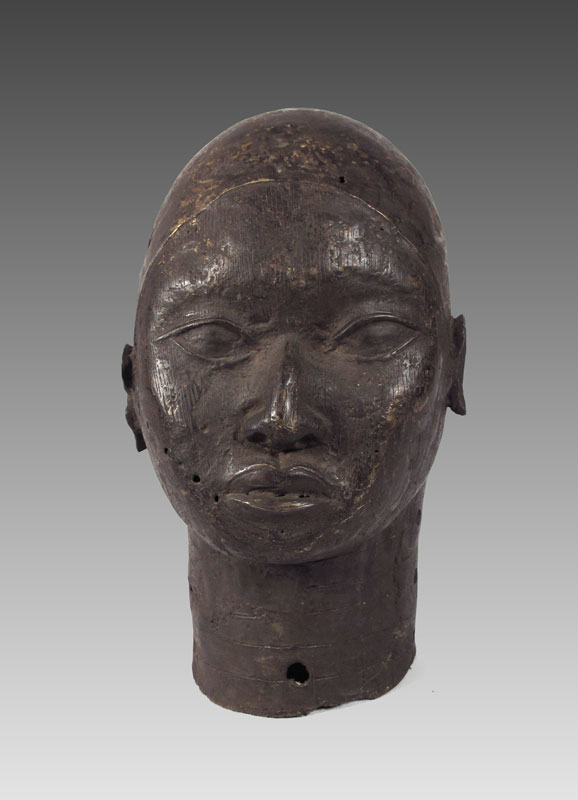 LARGE IFE AFRICAN BRONZE HEAD