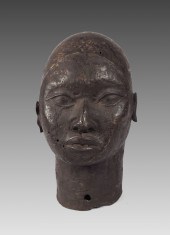 LARGE IFE AFRICAN BRONZE HEAD