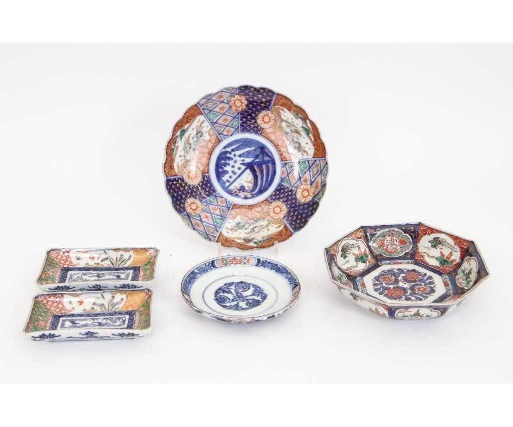 Large Imari plate, 12"dia, and a