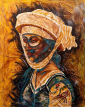 LARGE IMPASTO WOMAN IN HEADDRE
