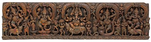 LARGE INDIAN CARVED GANESHA WALL