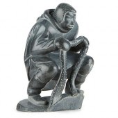 LARGE INUIT STONE CARVING MANL