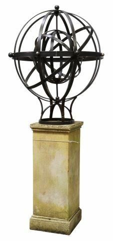 LARGE IRON ARMILLARY SPHERE ON
