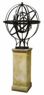 LARGE IRON ARMILLARY SPHERE ON