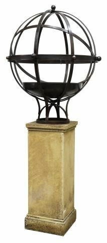 LARGE IRON ARMILLARY SPHERE ON