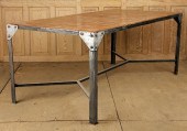 LARGE IRON TABLE PARQUETRY WOO