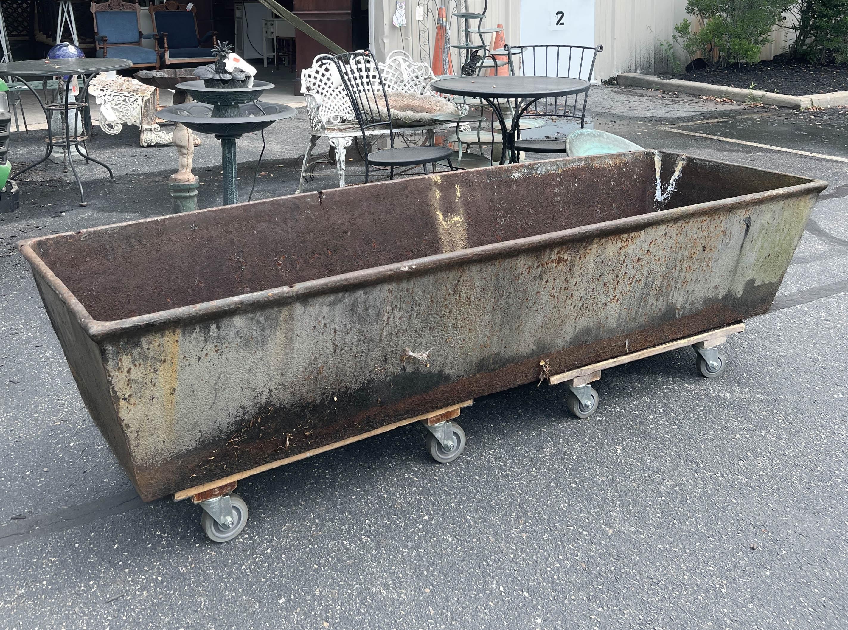 Large iron trough, 17"h x 86"w x