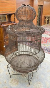 LARGE IRON WIRE FLOOR BIRDCAGE